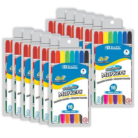 BAZIC Washable Markers, Double-Tip, PK120 1234
